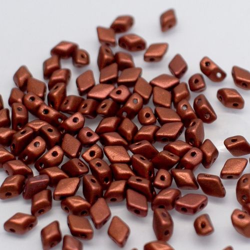 6x4mm 10g Czech glass Rulla beads mat. met dk copper — two-hole beads for jewelry making and bead weaving