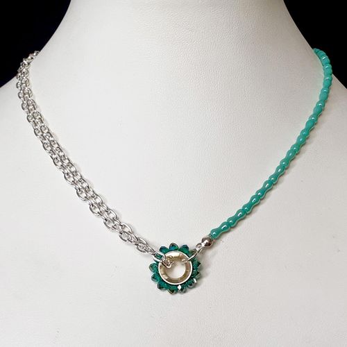 Danielle Peanut Necklaces aqua necklace making kit — DIY set with beads and instructions for creating handmade jewelry