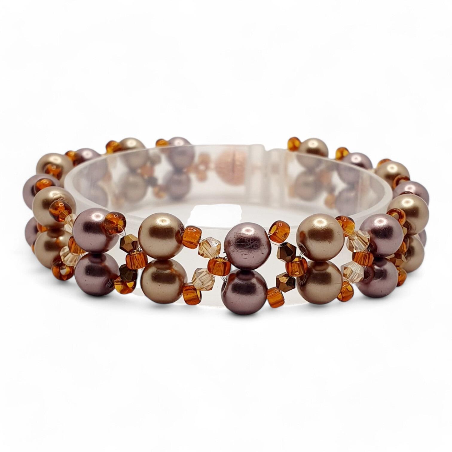 Norah Pearl Bracelets Makes 3 caramel bracelet making kit — DIY set with beads and instructions for creating handmade jewelry