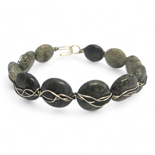Gemstone Wire Swirl Bracelet tree jasper bracelet making kit — DIY set with beads and instructions for creating handmade jewelry