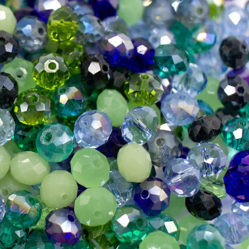 8mm crystal beads ocean forrest mix, pack of 140 — faceted for jewelry making and beadwork