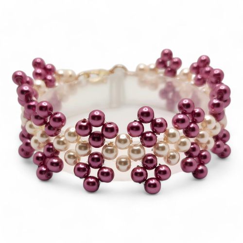 Jacqueline Pearl Bracelet rose pink & fuchsia bracelet making kit — DIY set with beads and instructions for creating handmade jewelry