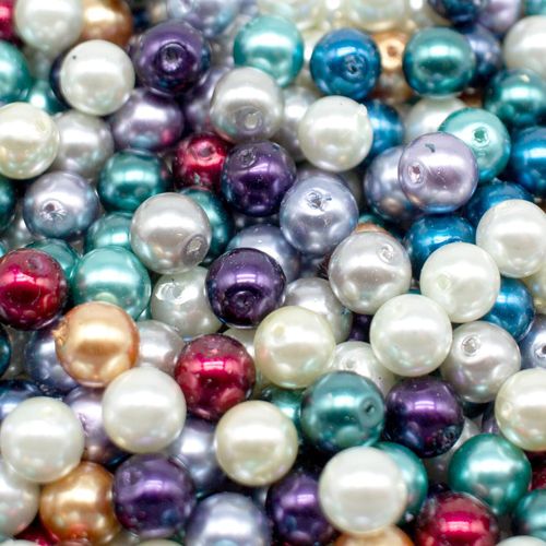 Glass Pearl Round Beads 8mm Off Centre Mixed 50pcs for jewellery making