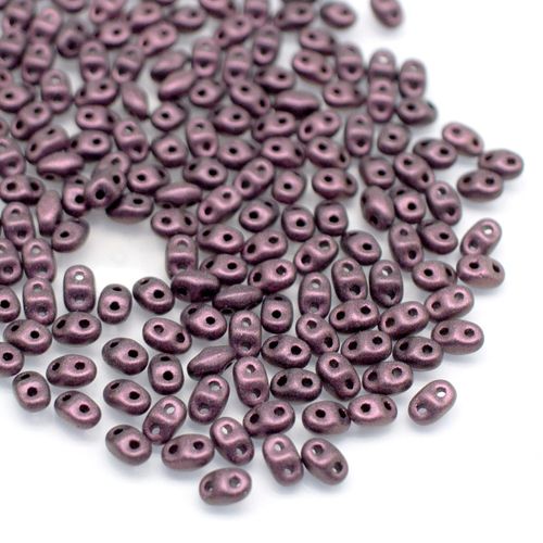 2x4mm 5g Czech glass Rulla beads metallic suede pink — two-hole beads for jewelry making and bead weaving