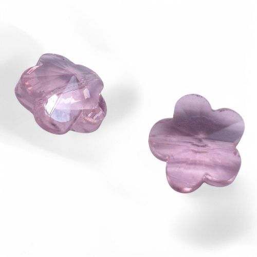 Crystal Flower 14mm 2pc Pink 2 Pieces for jewellery making