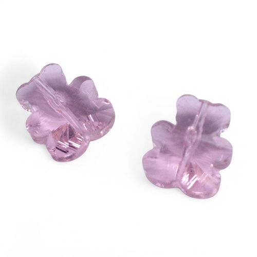 Crystal Teddy 14mm 2pc Pink 2 Pieces for jewellery making