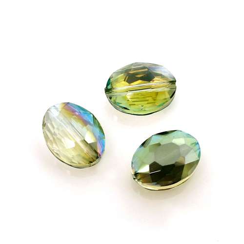 12mm crystal beads green iris rainbow, pack of 10 — faceted for jewelry making and beadwork