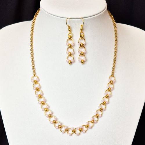Onika Link Jewellery Set gold pink jewelry making kit — DIY set with beads and instructions for creating handmade jewelry