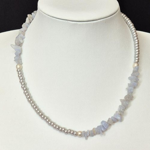 Kalinda Gemstone Jewellery Blue Lace Agate jewelry making kit — DIY set with beads and instructions for creating handmade jewelry