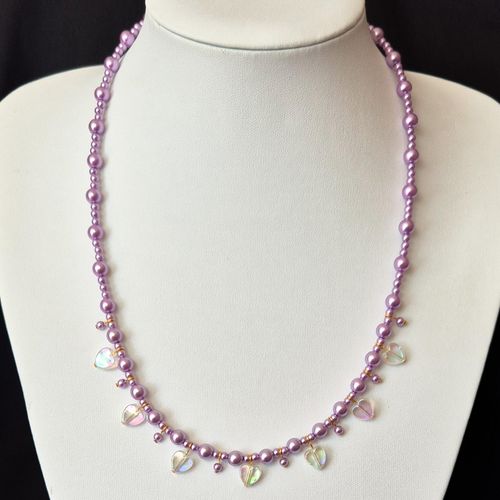 Cerys Heart Necklaces lilac necklace making kit — DIY set with beads and instructions for creating handmade jewelry