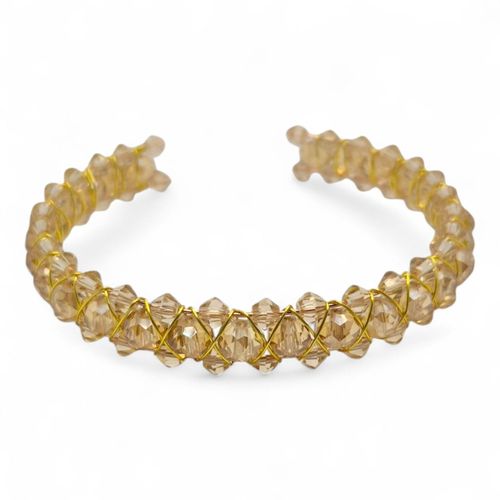 Meryl Crystal Memory Bracelets champagne bracelet making kit — DIY set with beads and instructions for creating handmade jewelry