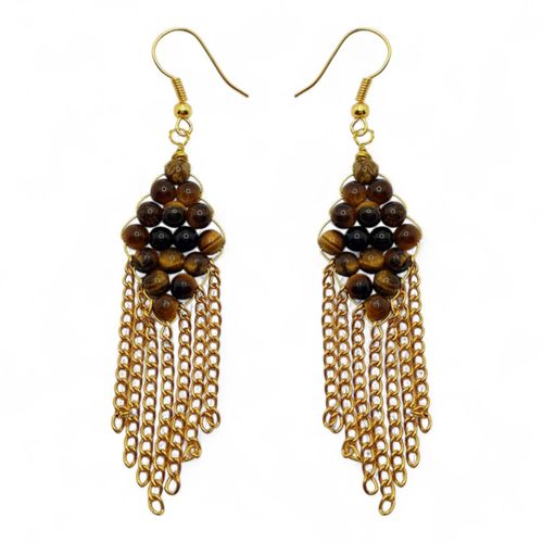Davina Earrings 3 Pairs tigers eye earring making kit — DIY set with beads and instructions for creating handmade jewelry