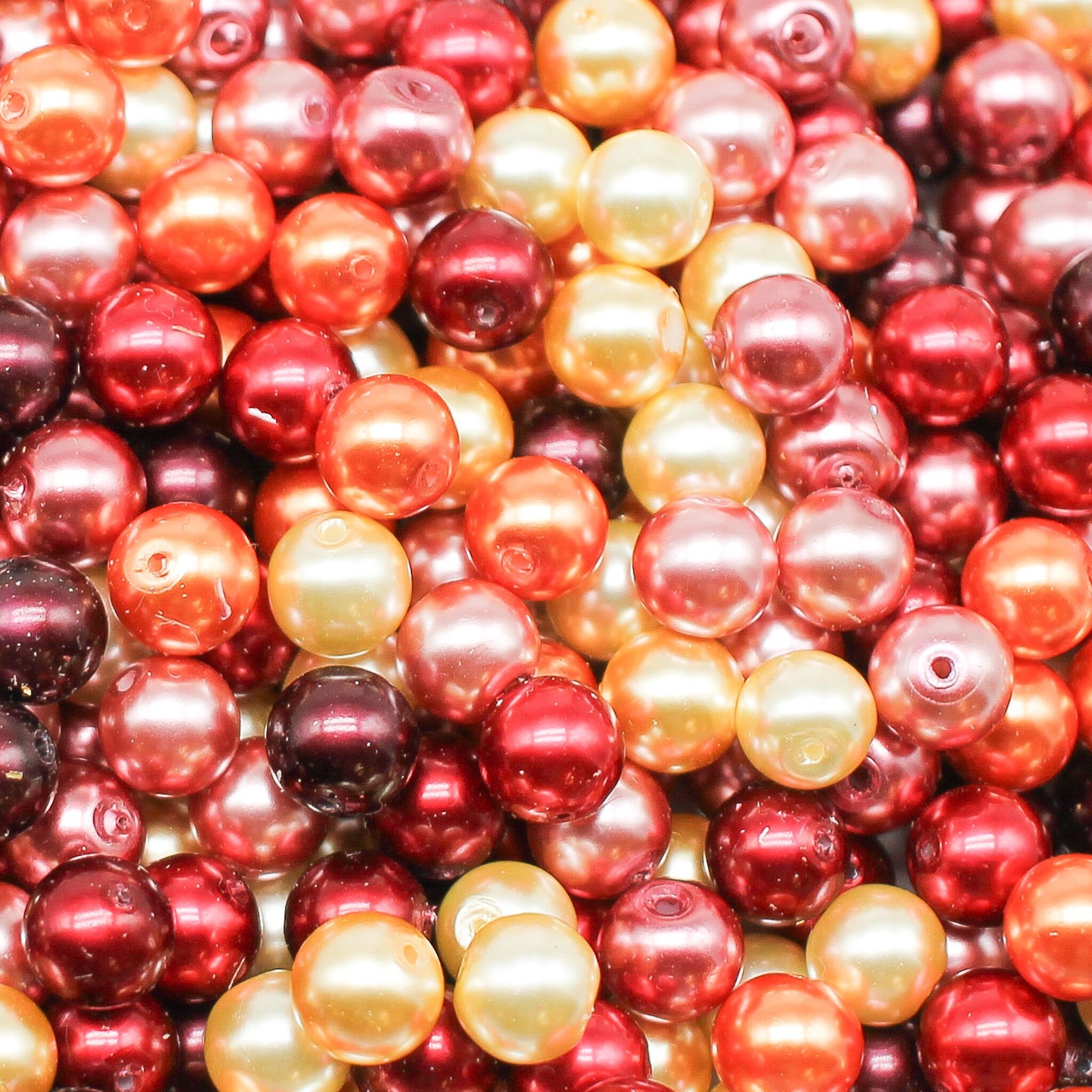 Glass Pearl Round Beads 8mm Sunset Mix 100pcs for jewellery making
