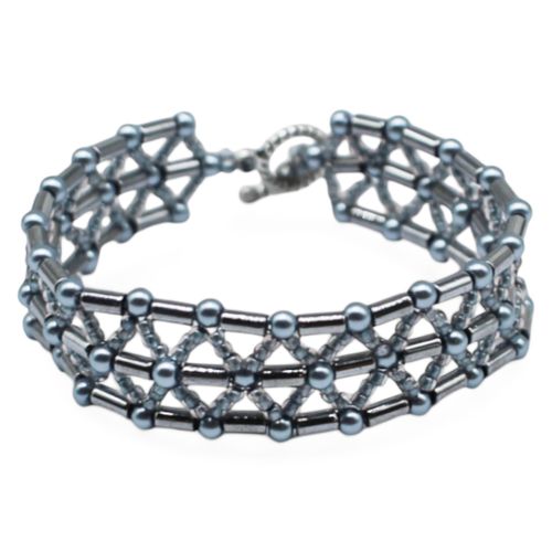 Tube Lattice Bracelet Makes 2 silver bracelet making kit — DIY set with beads and instructions for creating handmade jewelry