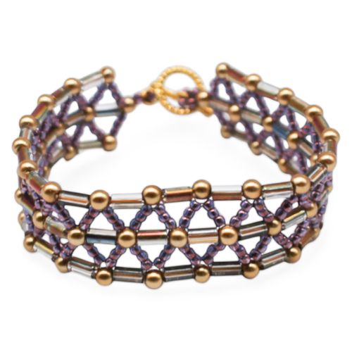 Tube Lattice Bracelet Makes 2 gold bracelet making kit — DIY set with beads and instructions for creating handmade jewelry