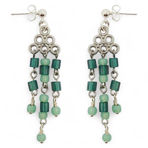 Averil Cube Earrings 1 Pair lime teal earring making kit — DIY set with beads and instructions for creating handmade jewelry