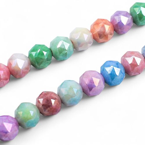 7mm crystal beads pastel marble mix 15" string — faceted for jewelry making and beadwork