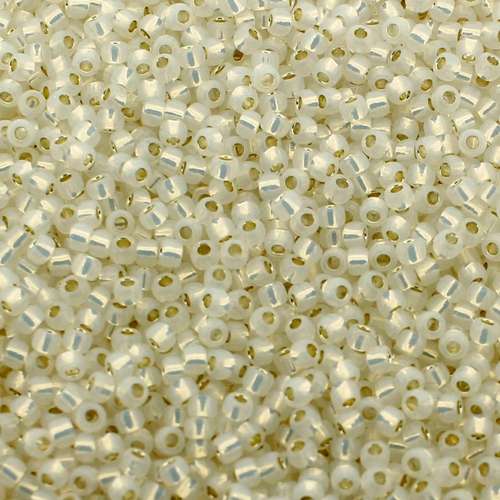 Toho Size 11 Seed Beads 10g - Silver Line Milky White