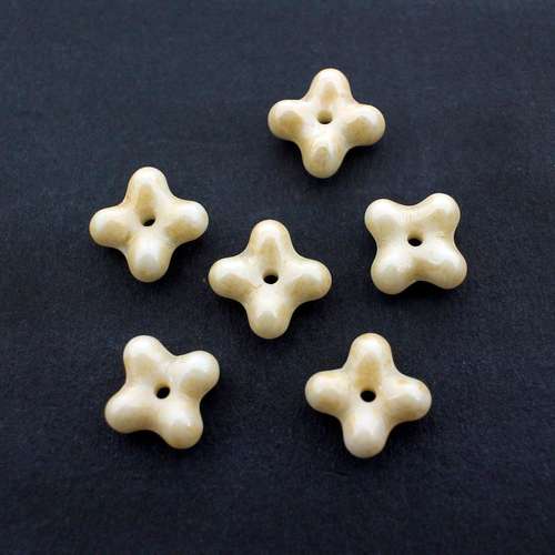 Czech Preciosa Bobble Square Bead - Marble Cream 7mm 30pcs