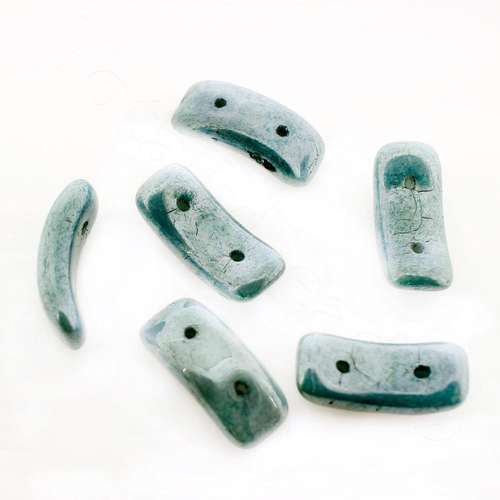 Czech Arc Bead 15mm - Marble Blue 10pcs
