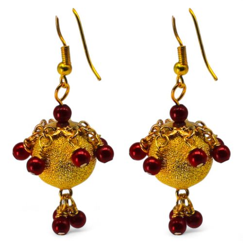 Stardust Earrings Gold & Red earring making kit — DIY set with beads and instructions for creating handmade jewelry