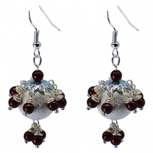 Stardust Earrings Silver & Dark Brown earring making kit — DIY set with beads and instructions for creating handmade jewelry