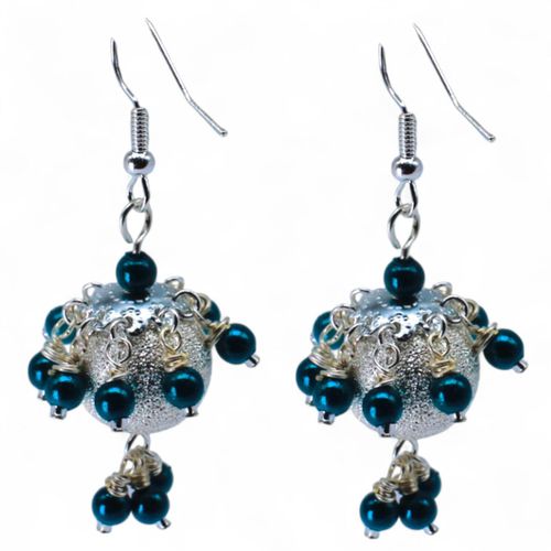 Stardust Earrings Silver & Turquoise earring making kit — DIY set with beads and instructions for creating handmade jewelry
