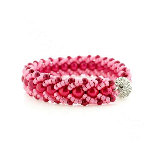 Flat Spiral Bracelet Bundle fuschia bracelet making kit — DIY set with beads and instructions for creating handmade jewelry