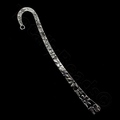 Antique Silver Metal Bookmark - Flower patterned 125mm 1 piece