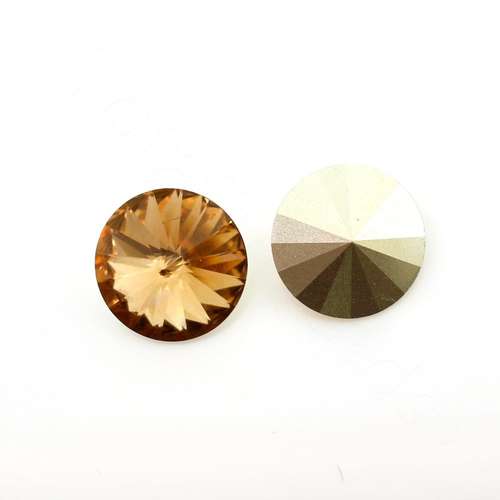 18mm resin Rivoli stone smoky topaz — faceted round crystal-style cabochon ideal for jewelry making, settings, and crafts