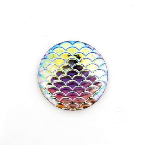 Acrylic Cabochon 20mm Disc - Scales White