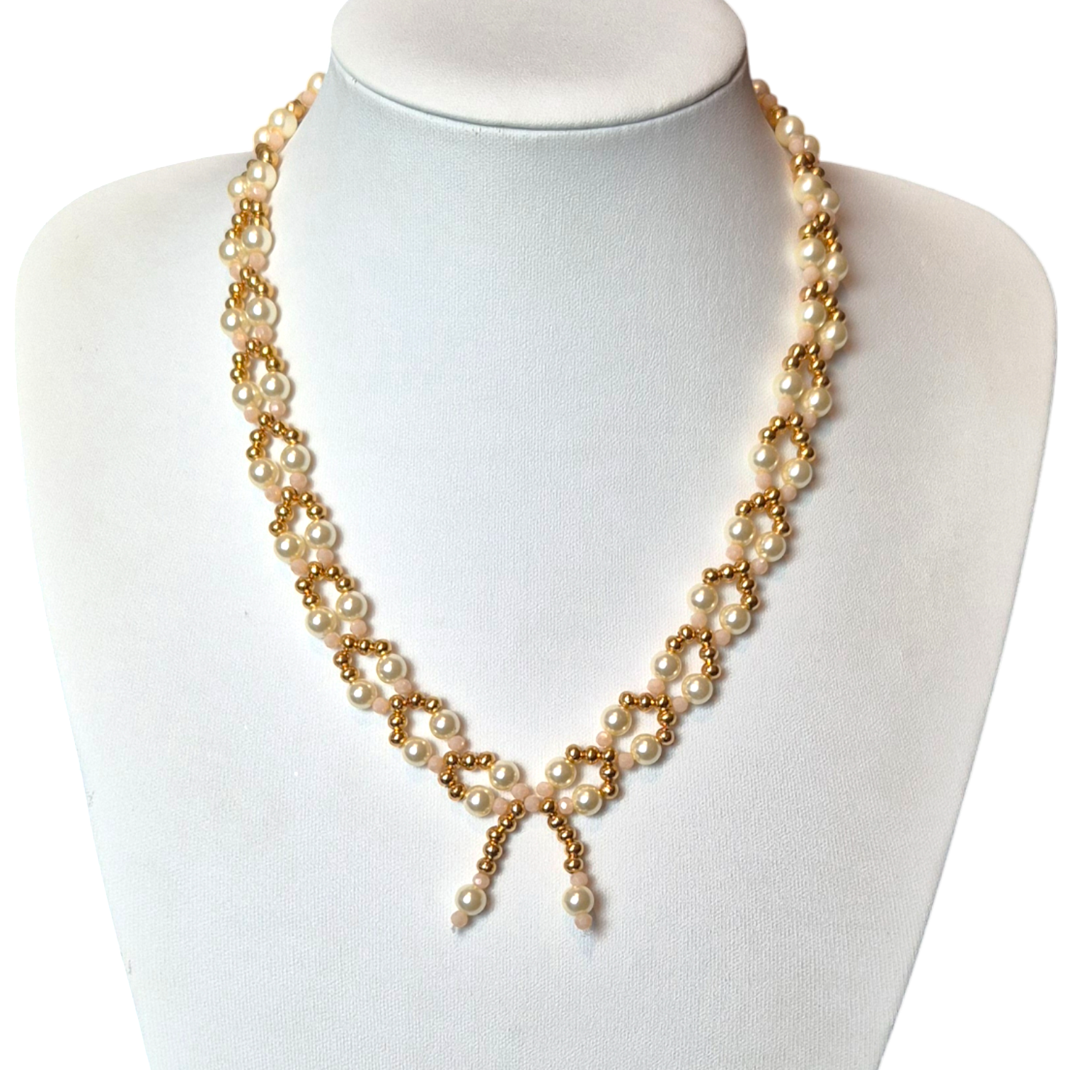 Bow Pearl Necklace Ivory for jewellery making