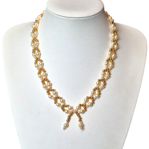 Bow Pearl Necklace Ivory for jewellery making