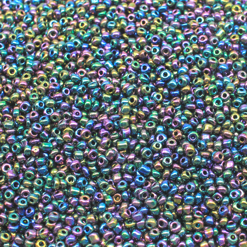Seed Beads Opaque Rainbow Iris Size 8 100g 3mm for jewellery making