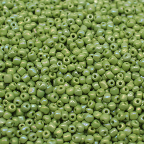 Seed Beads Opaque Rainbow Lime Green Size 6 100g 4mm for jewellery making