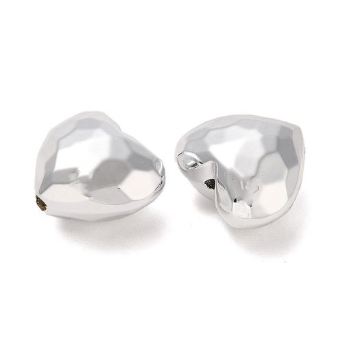 Acrylic Silver Facet Heart Bead 19mm 1pc for jewellery making