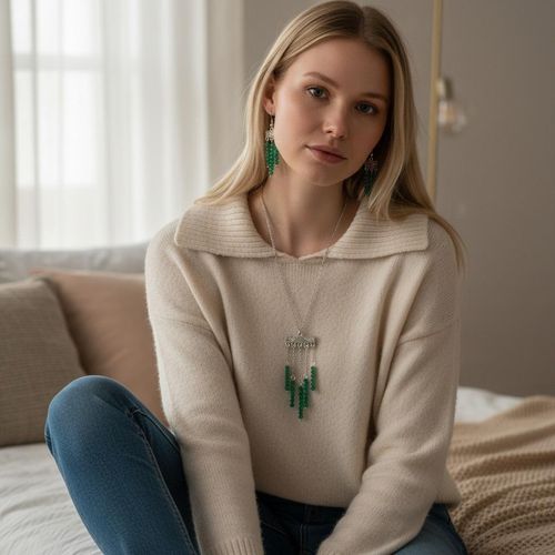 Ashley Tassel Jewellery Set x 2 Opq. Green for jewellery making