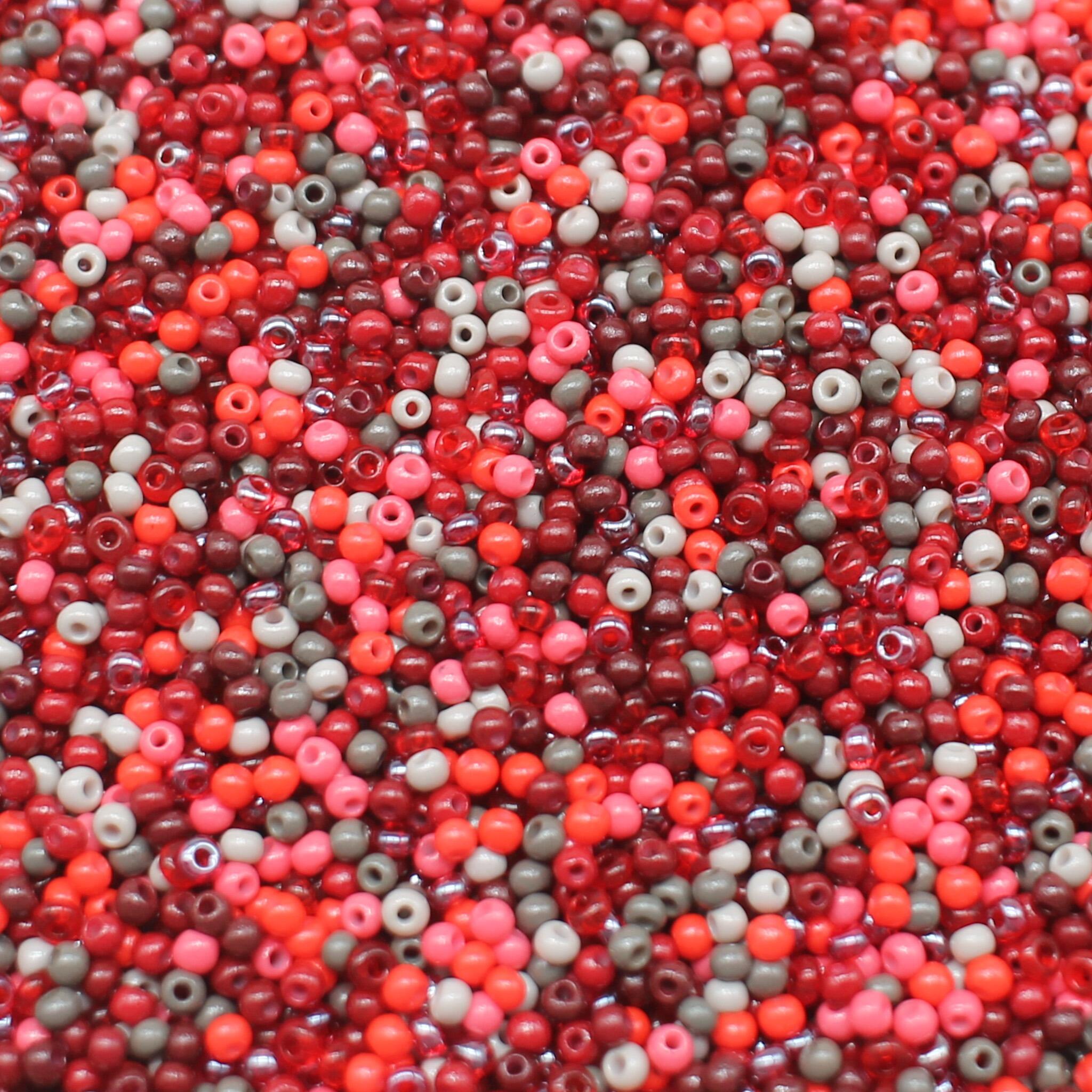 FGB Seed Bead Mix Size 12 50g Red Taupe 6mm for jewellery making