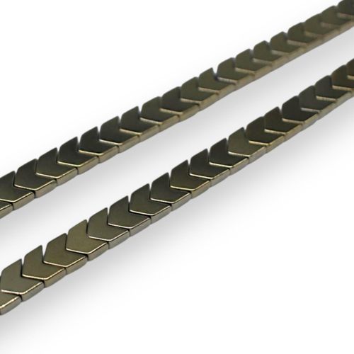 Hematite Chevron 6x5mm Champange Gold 8"inch 50 pieces for jewellery making