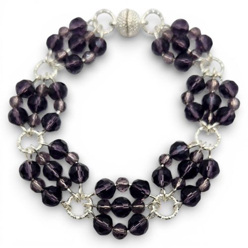 Melanie Crystal Bracelets x2 Purple 4mm for jewellery making