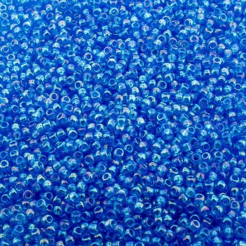 Toho Size 11 Seed Beads 10g Trans Rainbow Dk Aqua 6mm for jewellery making