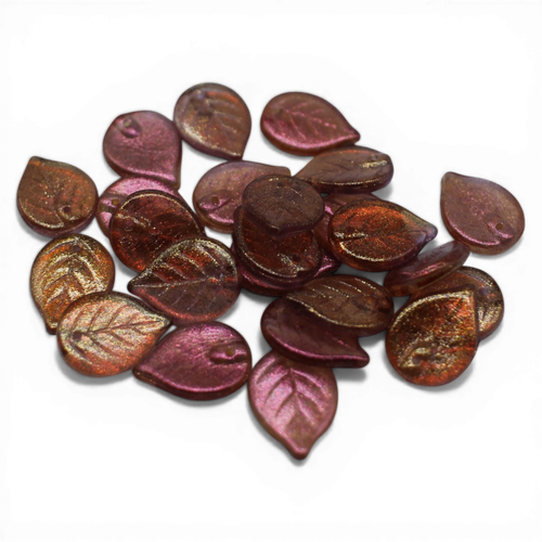 Czech Leaves 18mm Violet Topaz 6pcs for jewellery making