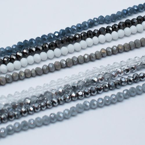 Crystal Rondelle Beads 2.5x3.5mm 8 String Mix Battle Grey for jewellery making