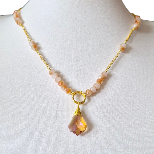 Tanya Crystal Necklace x2 Gold for jewellery making