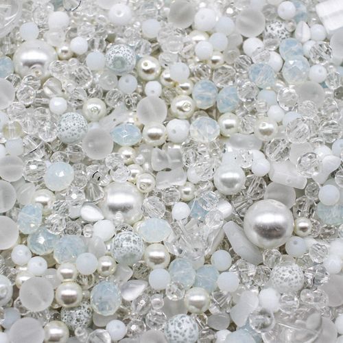Premium Bead Mix 75g White Clear 2mm for jewellery making