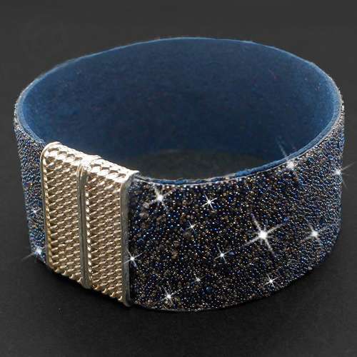 Sparkle Ribbon 28mm Bracelet Kit blue stardust bracelet making kit — DIY set with beads and instructions for creating handmade jewelry