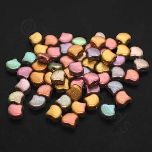 10g Czech glass Rulla beads matte met bronze iris — two-hole beads for jewelry making and bead weaving