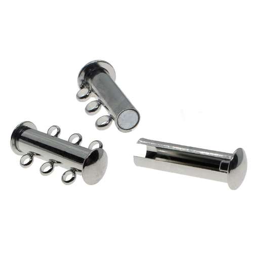 Sliding Magnetic Clasp 3 Strand - Rhodium