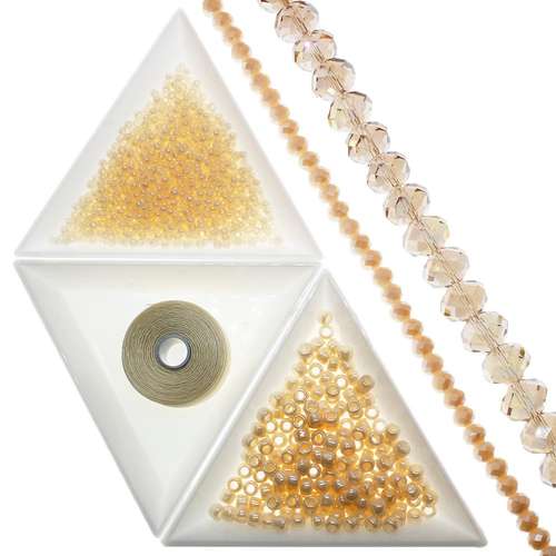 Square Stitch project kit - ivory jewelry making kit — DIY set with beads and instructions for creating handmade jewelry