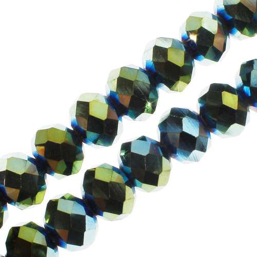 10mm crystal beads green iris, pack of 30 — faceted for jewelry making and beadwork